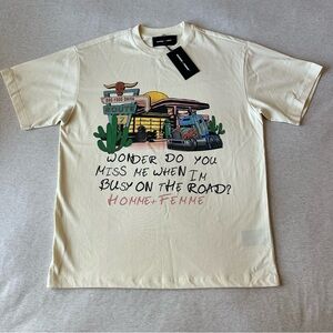 Homme Femme Beige Graphic Tee